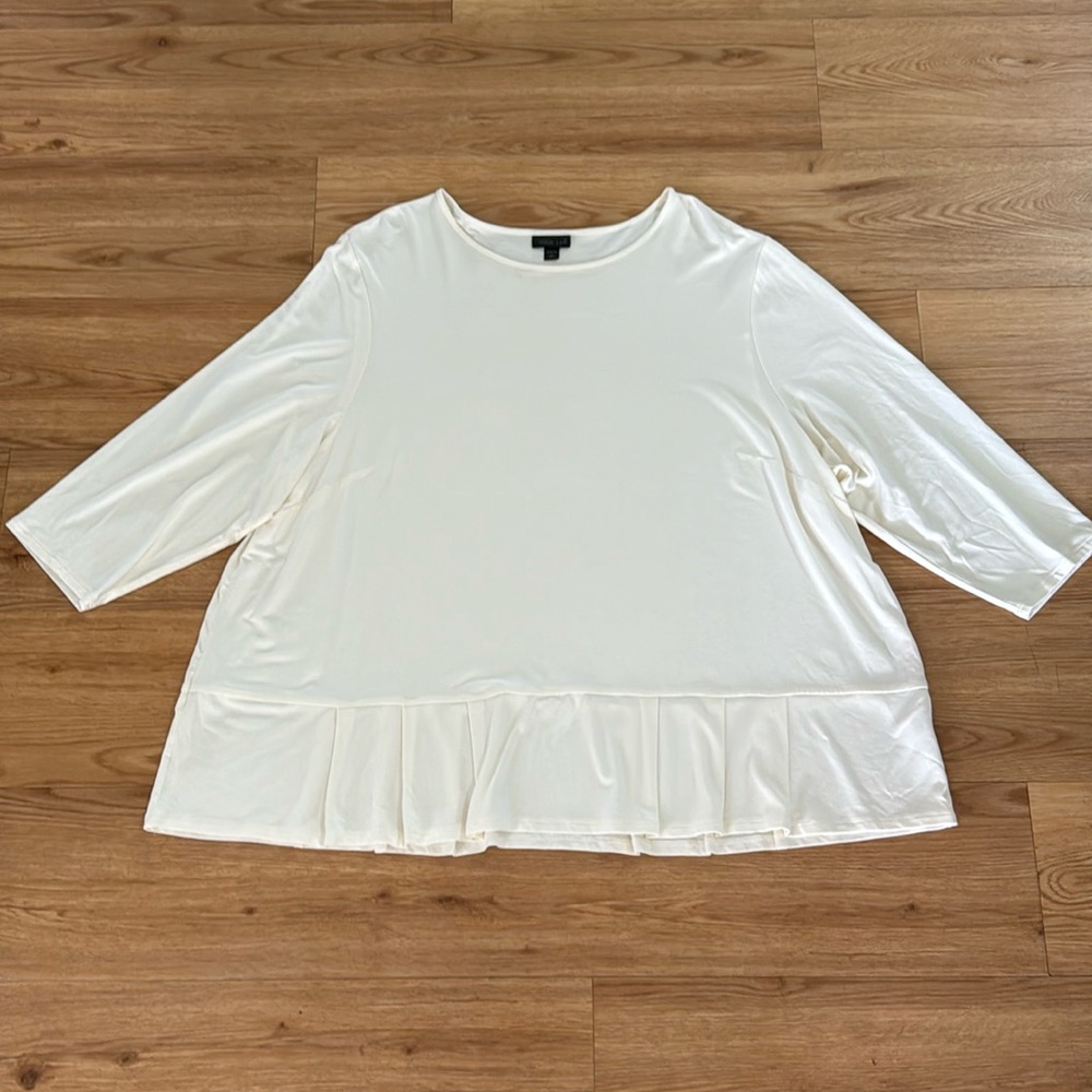 J. Jill Women's Wearable Collection Cream Tunic Blouse 3X Neutral Minimalist